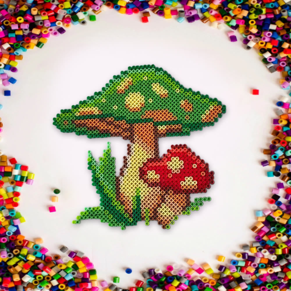 Rubbyoo Perler Beads Kit - Green Mushroom |  Diy Forest Pixel Art | Easy Handmade Craft For Kids - image 7