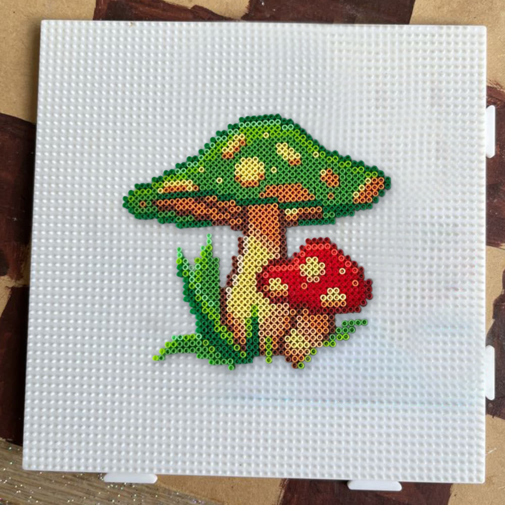 Rubbyoo Perler Beads Kit - Green Mushroom |  Diy Forest Pixel Art | Easy Handmade Craft For Kids - image 5