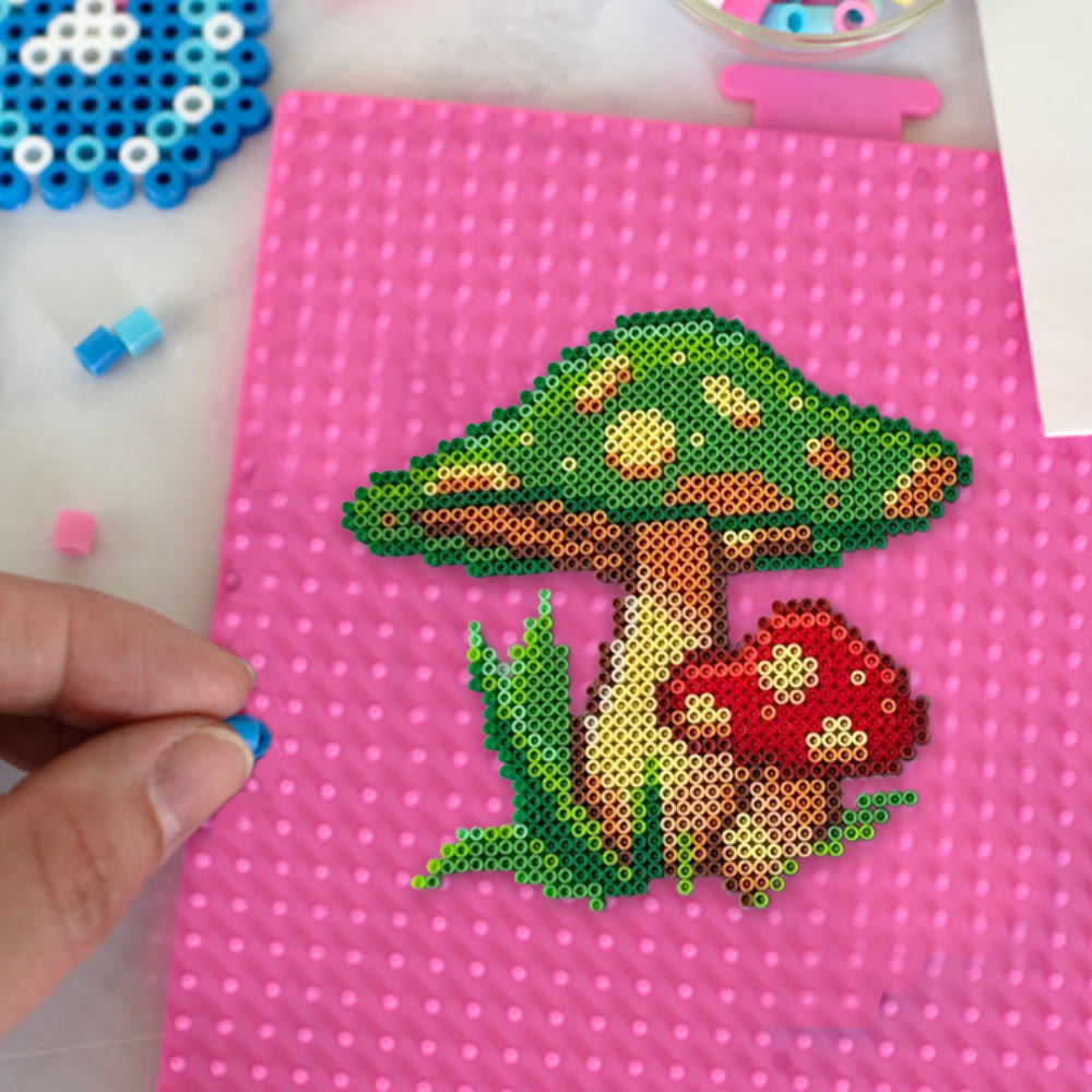 Rubbyoo Perler Beads Kit - Green Mushroom |  Diy Forest Pixel Art | Easy Handmade Craft For Kids - image 4