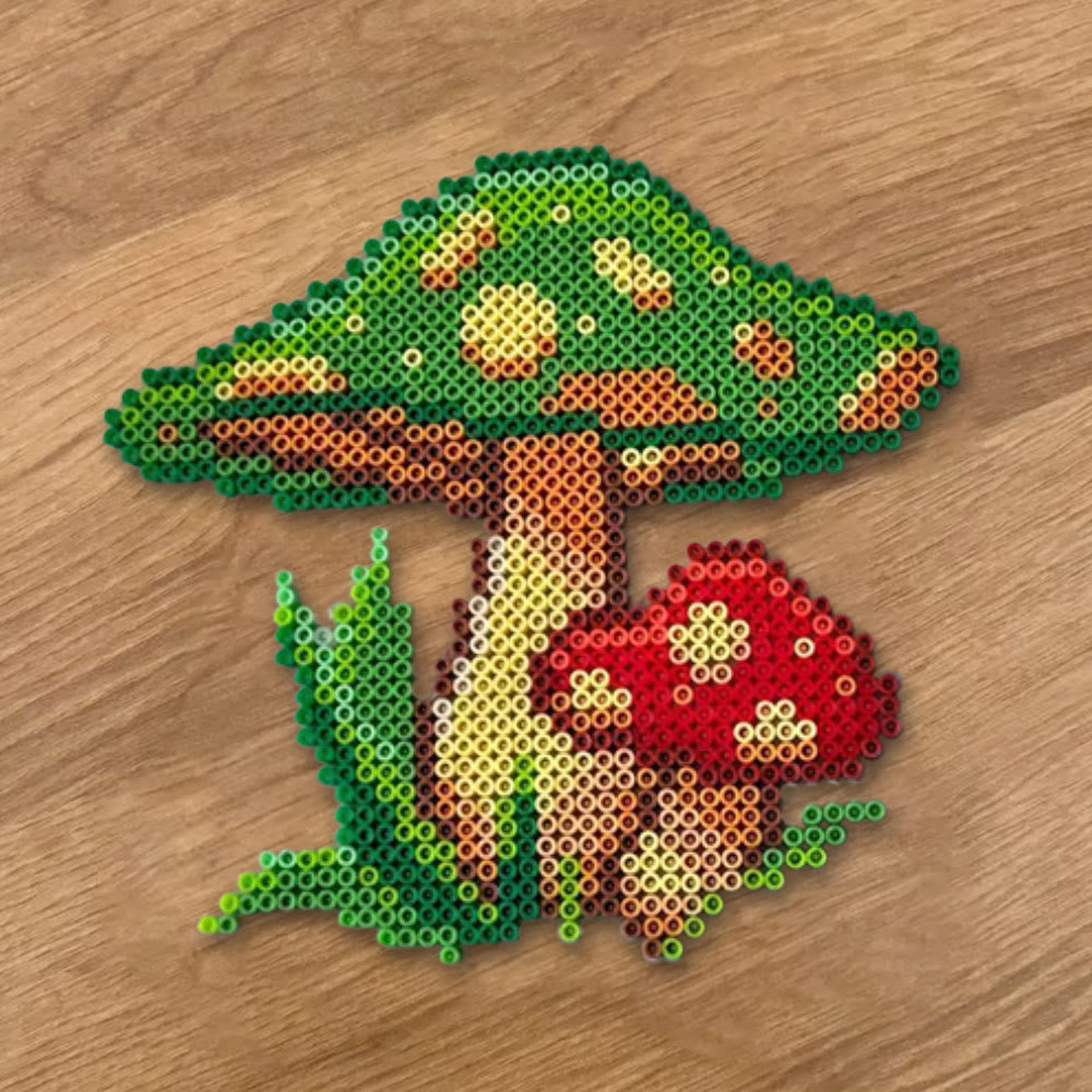 Rubbyoo Perler Beads Kit - Green Mushroom |  Diy Forest Pixel Art | Easy Handmade Craft For Kids - image 6