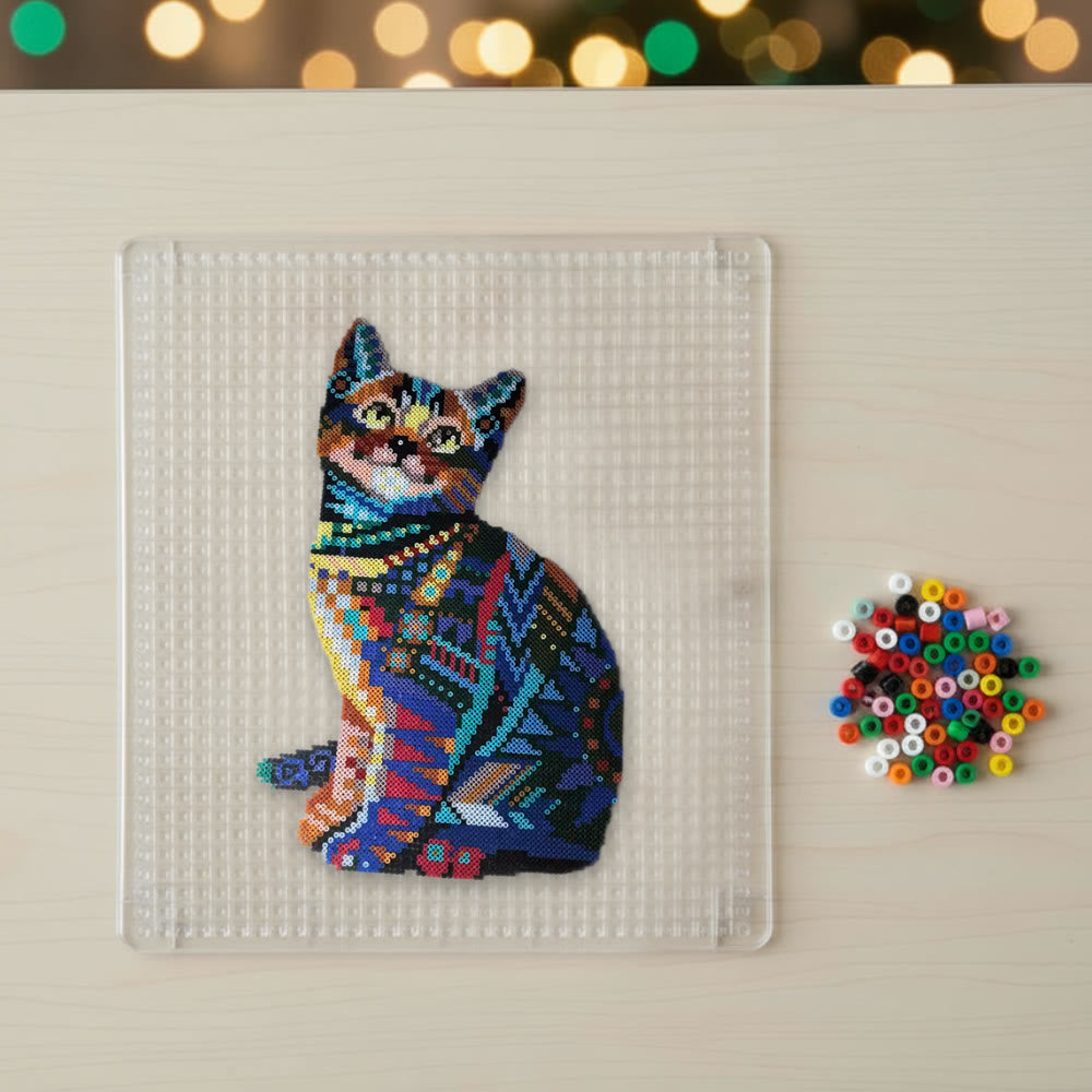 Rubbyoo Perler Beads Kit - Mandala Cat | Perfect Gifts For Cat Lovers | Adorable Animal Art - image 1