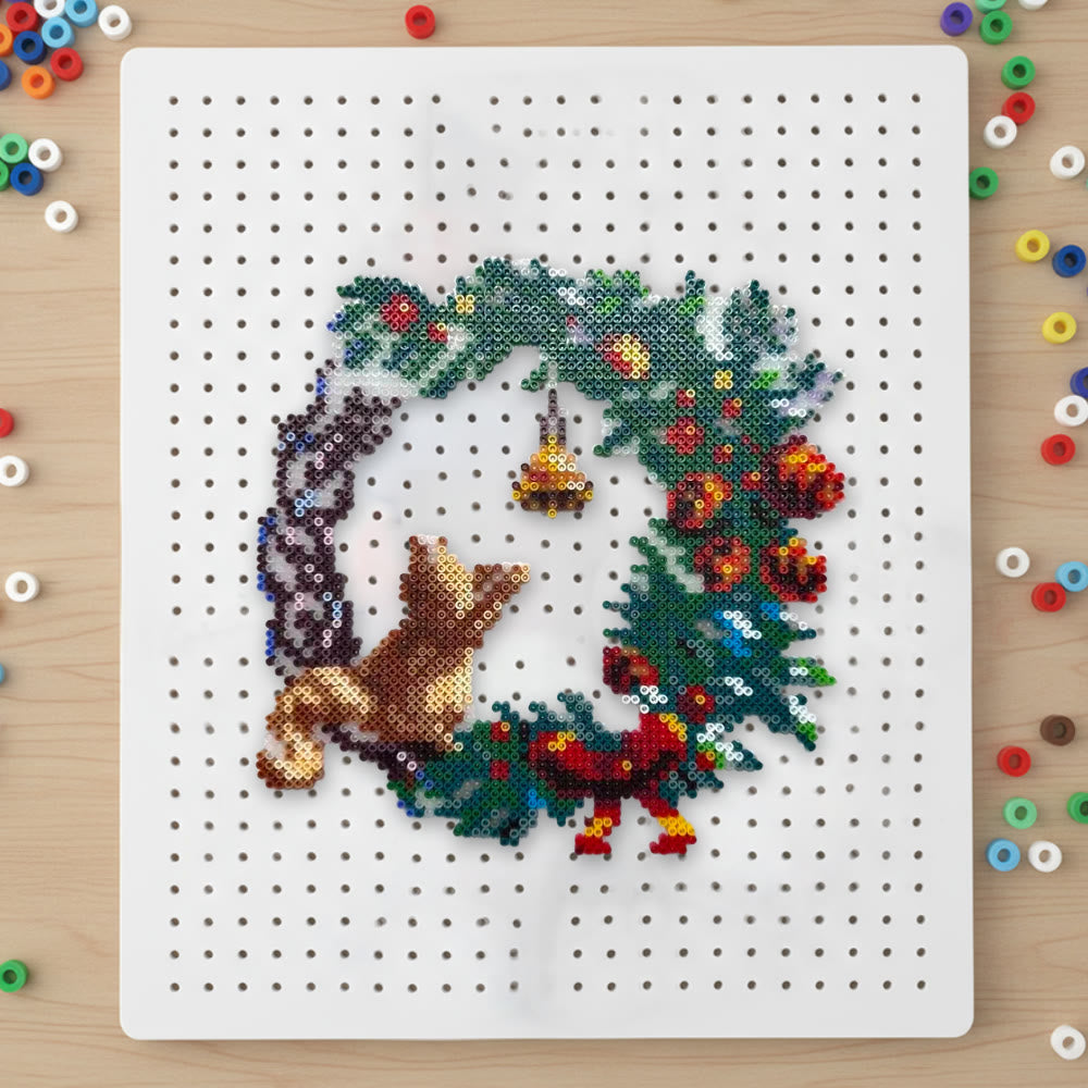 Rubbyoo Perler Beads Kit - Christmas Wreath | Handmade Bead Art | Perfect Home Decor - 2.6 mm - Perler Beads Kit + Tool Kit - image 0