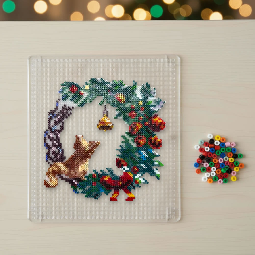 Rubbyoo Perler Beads Kit - Christmas Wreath | Handmade Bead Art | Perfect Home Decor - image 1