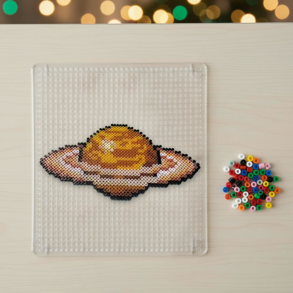 Rubbyoo Perler Beads Kit - Saturn | Planet Pixel Art | Celestial Fuse Bead Patterns - image 1