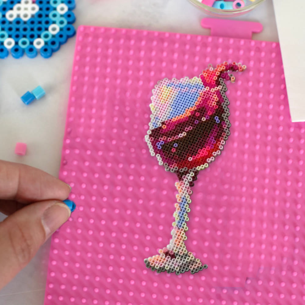 Rubbyoo Perler Beads Kit - Red Wine Glass | Personalized Hanging Decoration | Handmade Bead Art - image 9