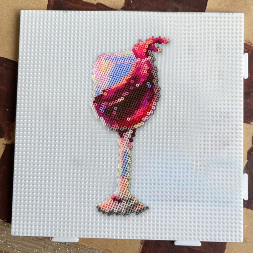 Rubbyoo Perler Beads Kit - Red Wine Glass | Personalized Hanging Decoration | Handmade Bead Art - image 2