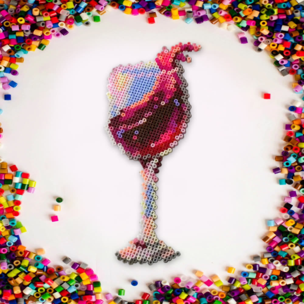 Rubbyoo Perler Beads Kit - Red Wine Glass | Personalized Hanging Decoration | Handmade Bead Art - image 3