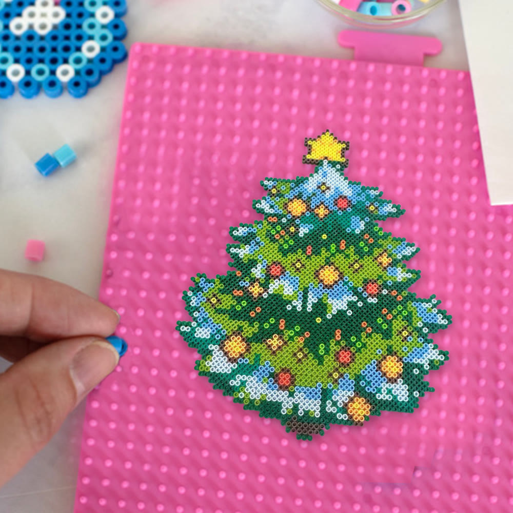 Rubbyoo Perler Beads Kit - Shiny Christmas Tree | Simple Handmade Craft | Holiday Celebration Art  - image 4