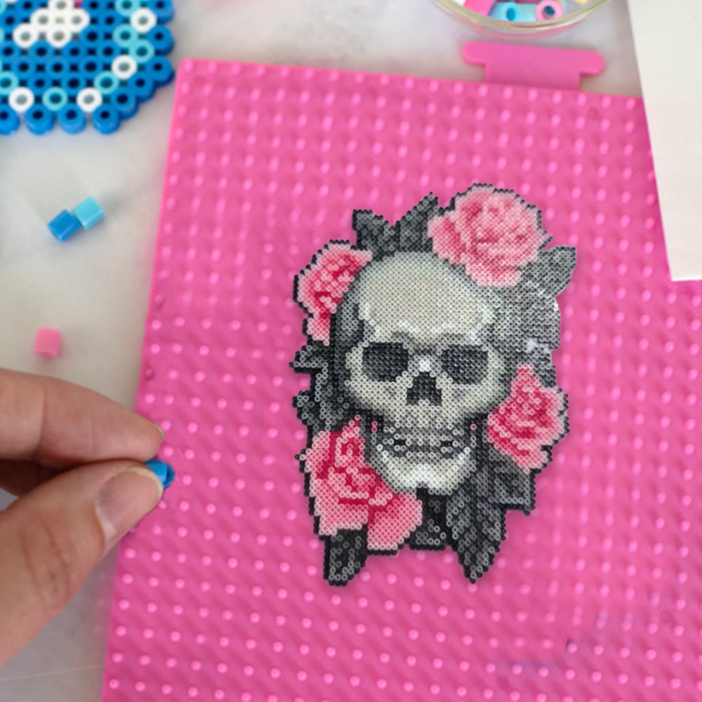 Rubbyoo Perler Beads Kit - Floral Skull | Spooky Pixel Art | Nice Diy Birthday Gifts - image 6