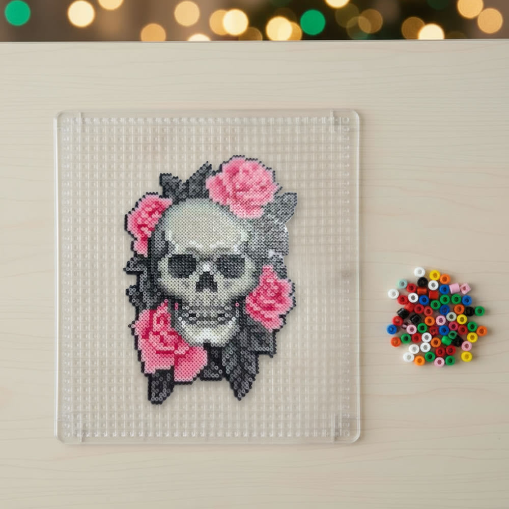 Rubbyoo Perler Beads Kit - Floral Skull | Spooky Pixel Art | Nice Diy Birthday Gifts - image 2