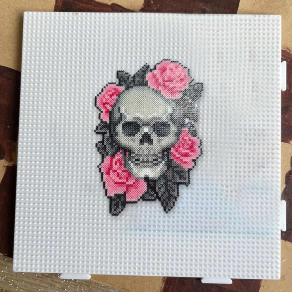 Rubbyoo Perler Beads Kit - Floral Skull | Spooky Pixel Art | Nice Diy Birthday Gifts - image 3