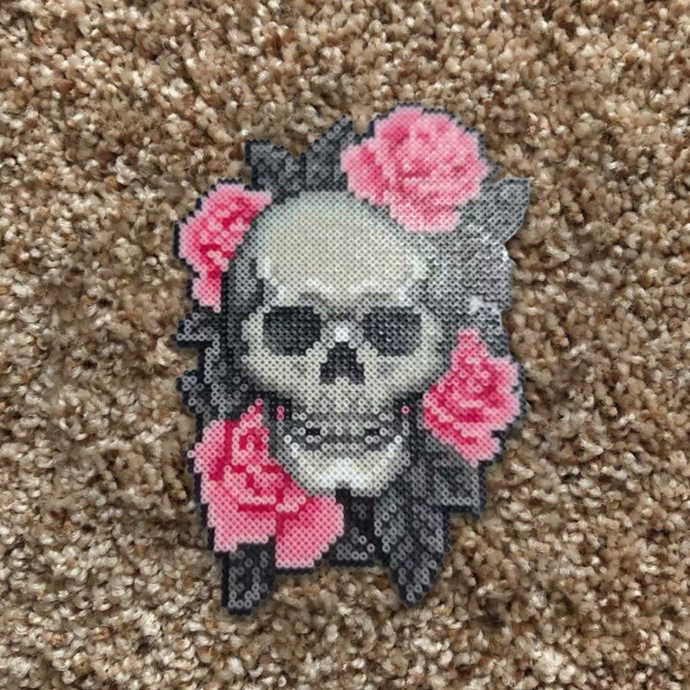 Rubbyoo Perler Beads Kit - Floral Skull | Spooky Pixel Art | Nice Diy Birthday Gifts - image 9