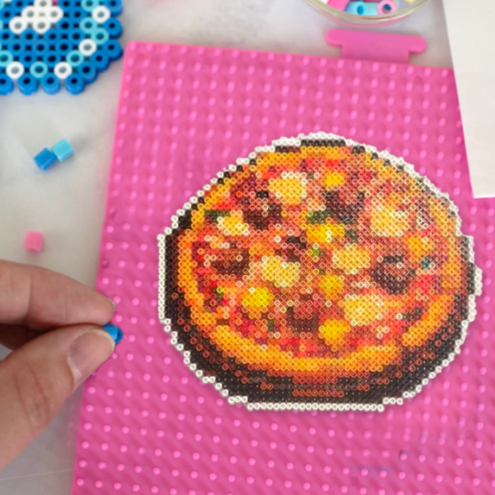 Rubbyoo Perler Beads Kit - Delicious Pizza | Diy Pixel Snacks | Unique Bag Pendant  - image 7