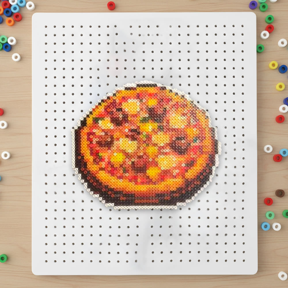 Rubbyoo Perler Beads Kit - Delicious Pizza | Diy Pixel Snacks | Unique Bag Pendant  - 2.6 mm - Perler Beads Kit + Tool Kit - image 0