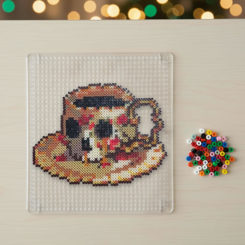 Rubbyoo Perler Beads Kit - Coffee Skull | Unique Pixel Coaster | Diy Desk Decoration - image 1