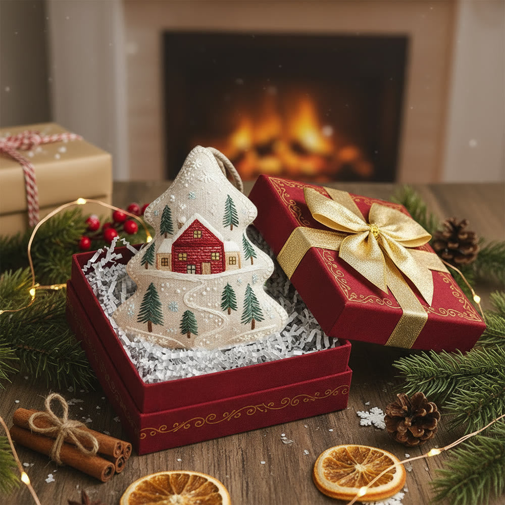 Rubbyoo Tree-shaped Embroidery Kit - Snowy House | Diy Christmas Gift | Perfect Home Decor - image 4