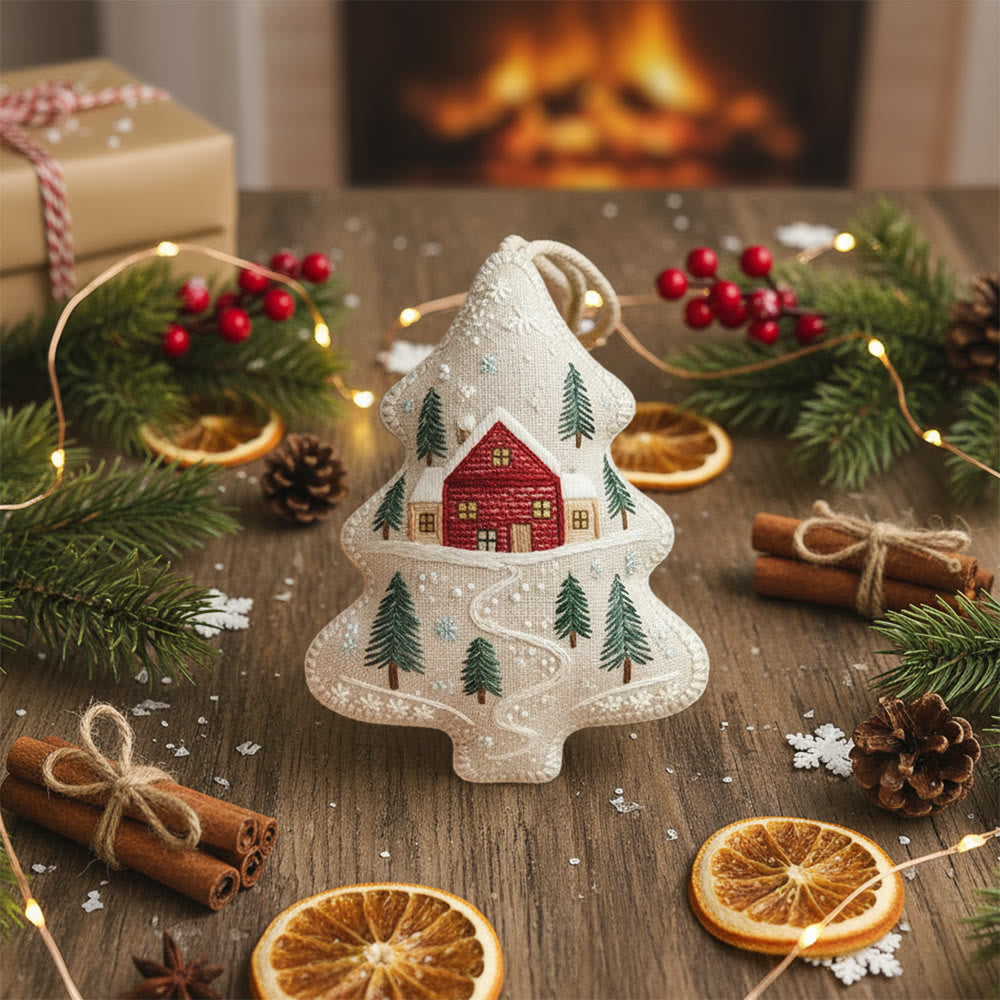 Rubbyoo Tree-shaped Embroidery Kit - Snowy House | Diy Christmas Gift | Perfect Home Decor - image 5