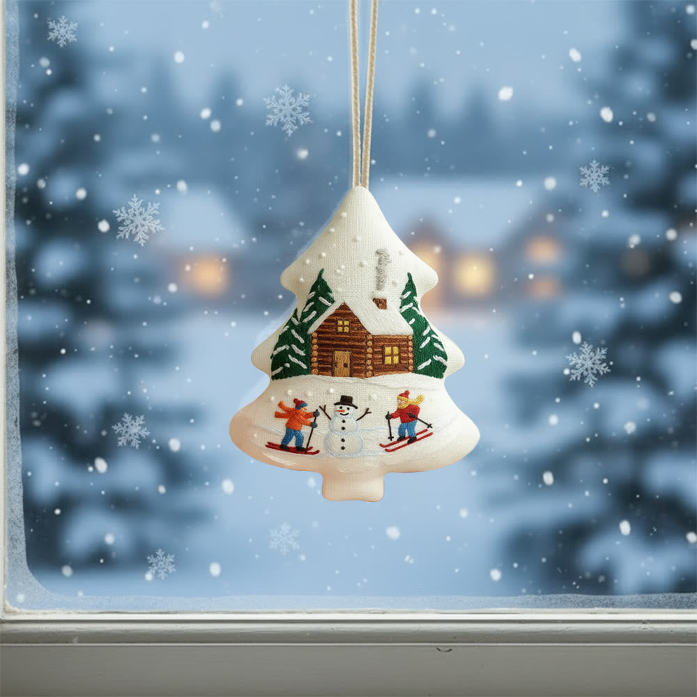 Rubbyoo Tree-shaped Embroidery Kit - Winter Skiing | Winter Handmade Craft | Nice Christmas Tree Hanging  - image 2