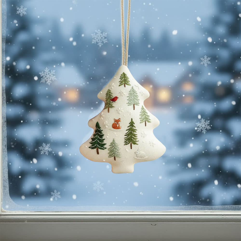 Rubbyoo Tree-shaped Embroidery Kit - Winter Forest | Christmas Handmade Hanging | Winter Collection Craft - image 1