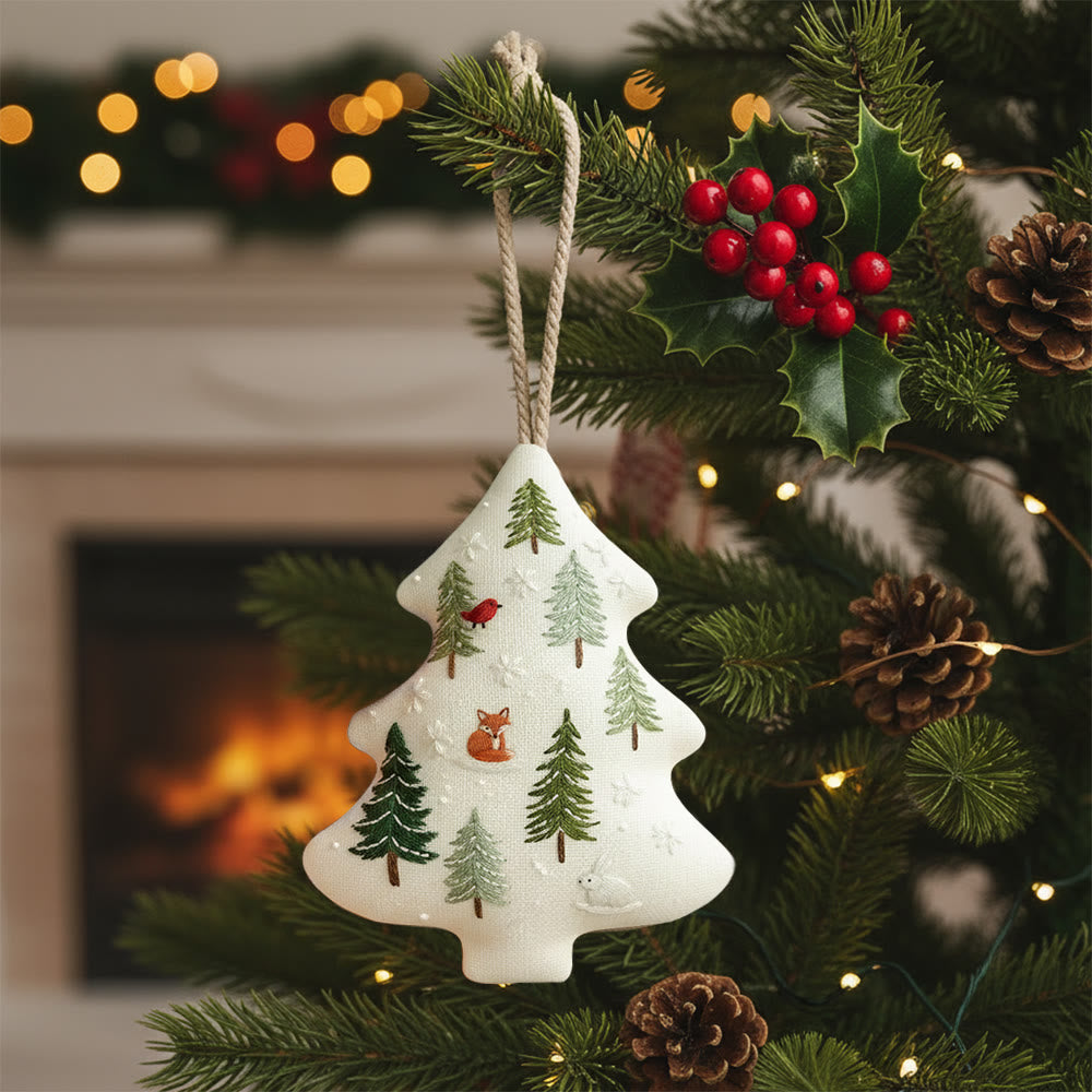 Rubbyoo Tree-shaped Embroidery Kit - Winter Forest | Christmas Handmade Hanging | Winter Collection Craft - 6 inches hoop kit - image 0