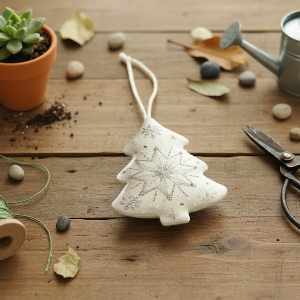 Rubbyoo Tree-shaped Embroidery Kit - Snowflake | Christmas Wall Decoration | Diy Winter Art - image 4