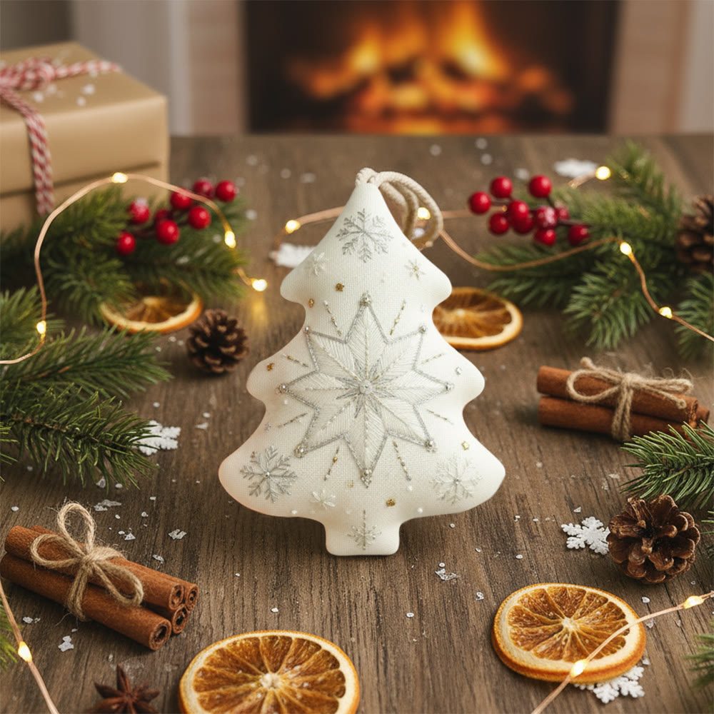 Rubbyoo Tree-shaped Embroidery Kit - Snowflake | Christmas Wall Decoration | Diy Winter Art - image 6