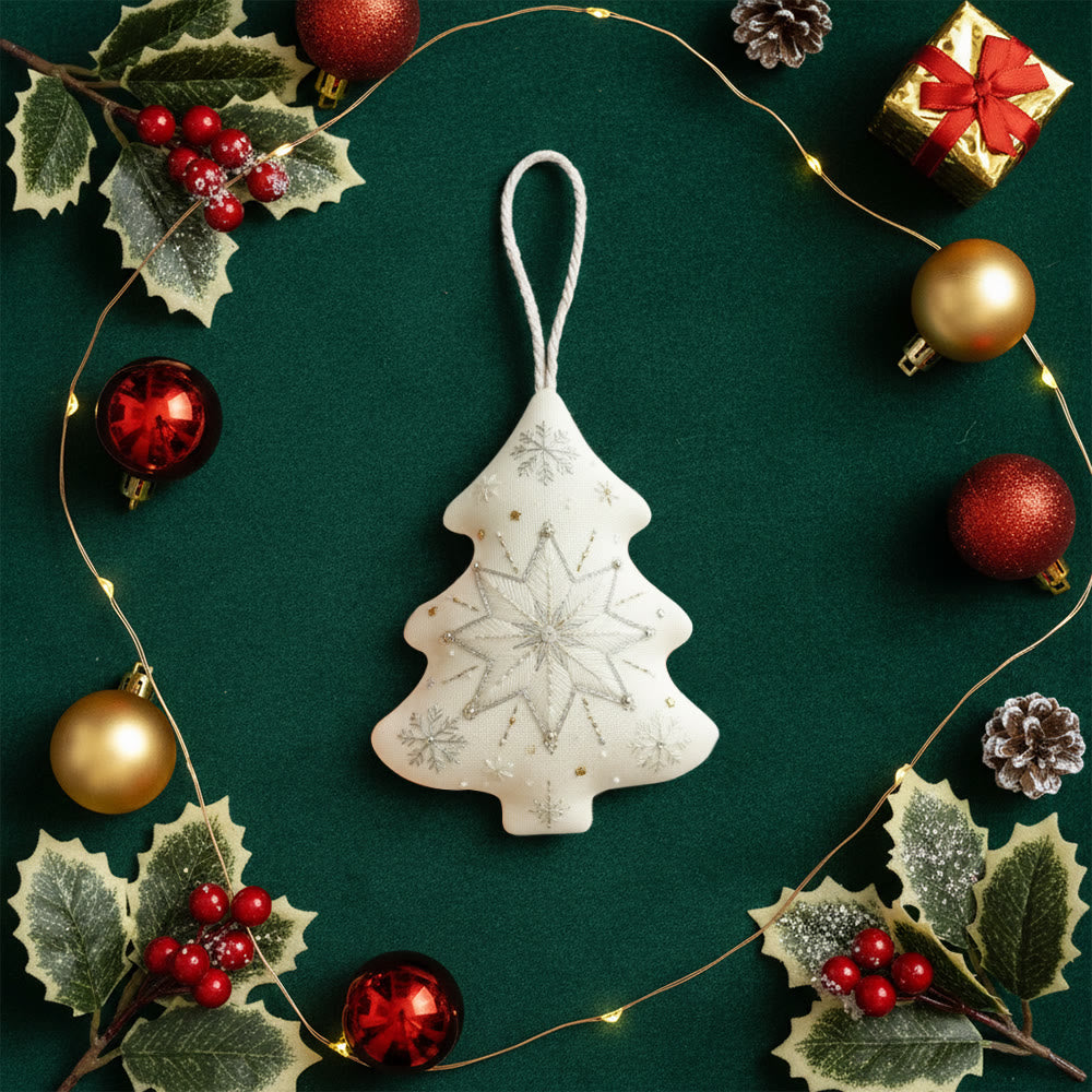 Rubbyoo Tree-shaped Embroidery Kit - Snowflake | Christmas Wall Decoration | Diy Winter Art - image 9