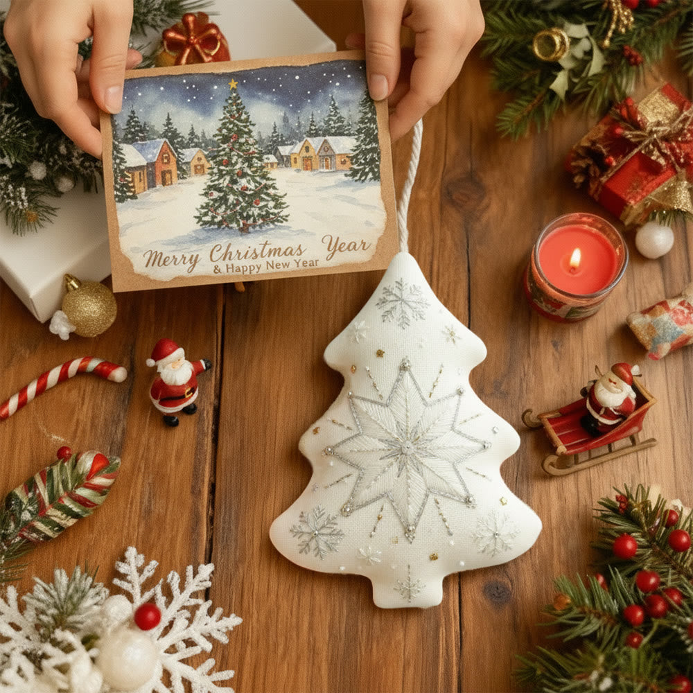 Rubbyoo Tree-shaped Embroidery Kit - Snowflake | Christmas Wall Decoration | Diy Winter Art - image 8