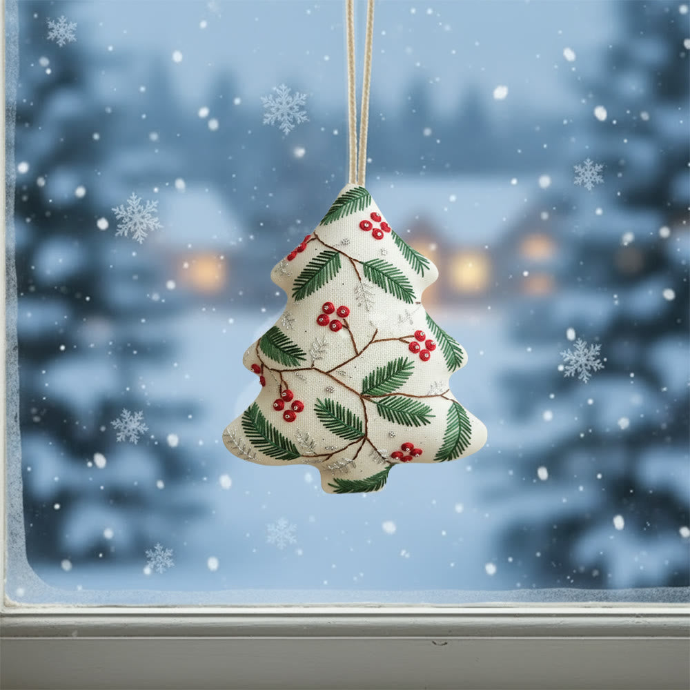 Rubbyoo Tree-shaped Embroidery Kit - Christmas Holly | Holiday Home Decoration | Diy Stitch Craft  - image 1
