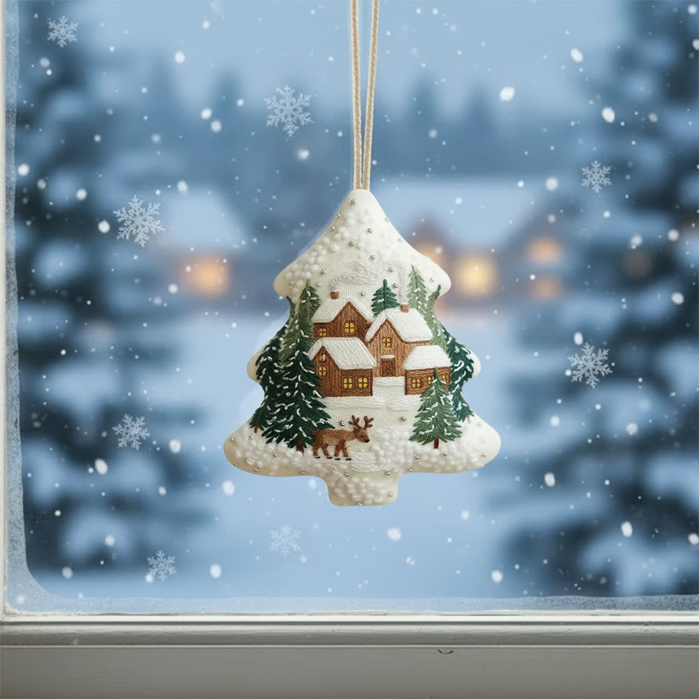 Rubbyoo Tree-shaped Embroidery Kit - Happy Town | Holiday Stitch Art |  Diy Christmas Gift - image 1