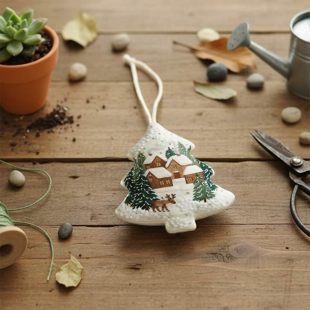 Rubbyoo Tree-shaped Embroidery Kit - Happy Town | Holiday Stitch Art |  Diy Christmas Gift - image 3