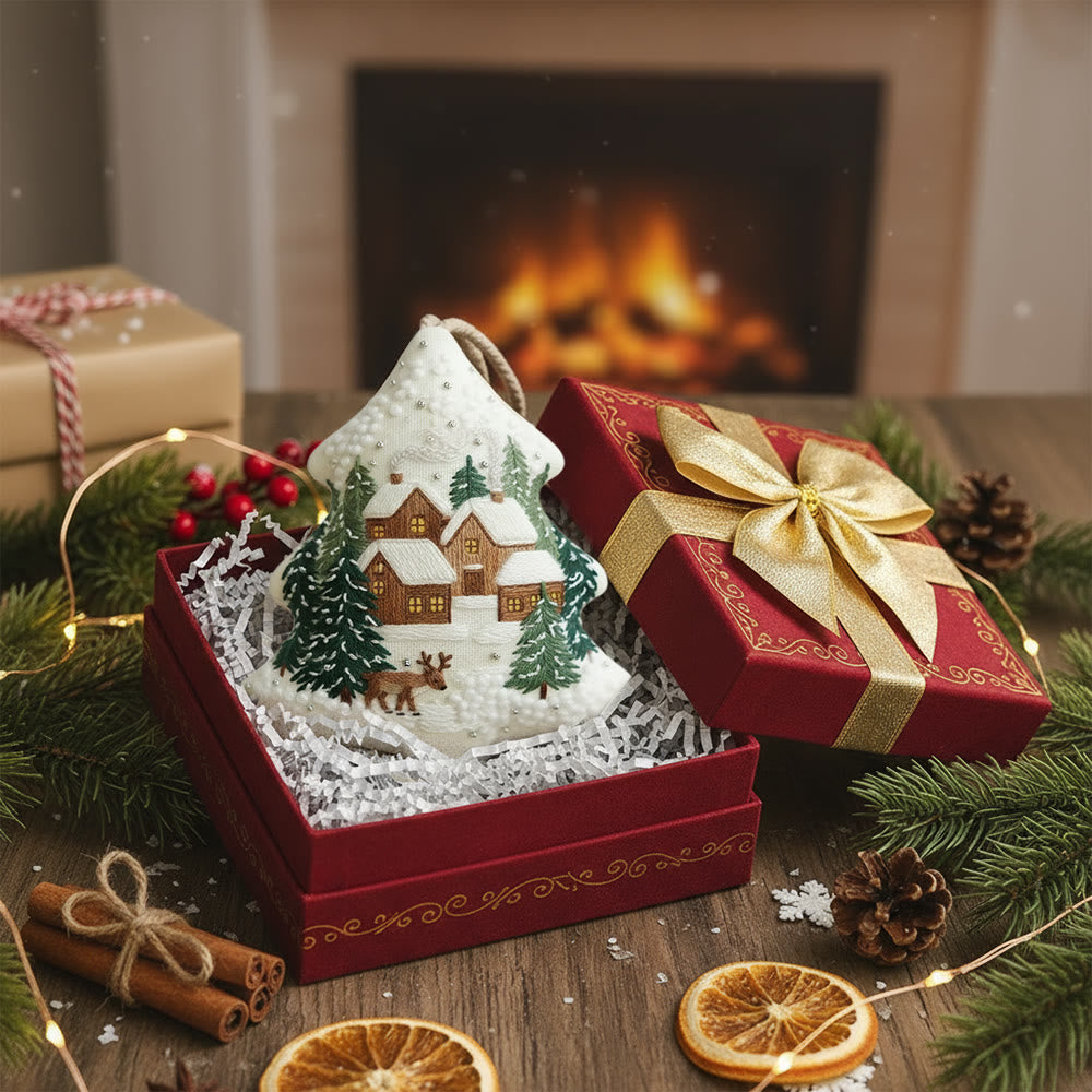 Rubbyoo Tree-shaped Embroidery Kit - Happy Town | Holiday Stitch Art |  Diy Christmas Gift - image 6