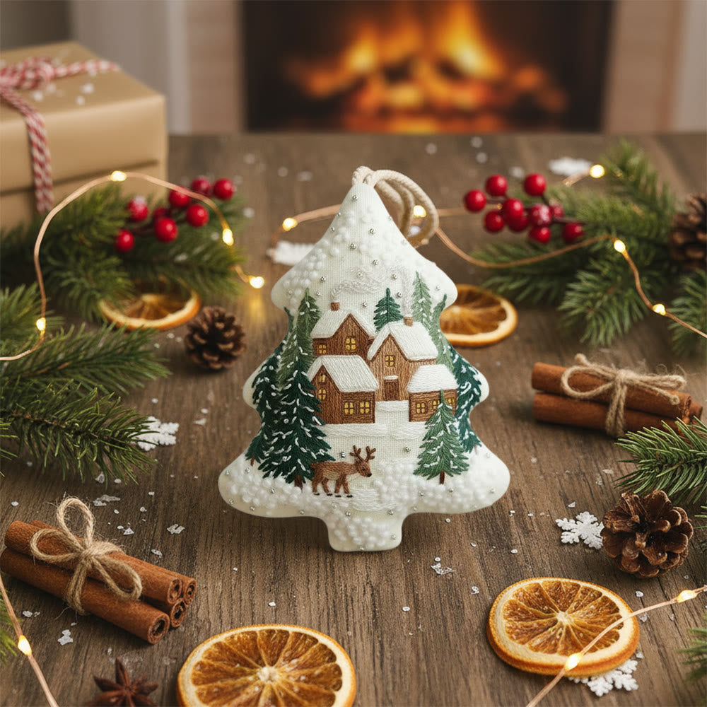 Rubbyoo Tree-shaped Embroidery Kit - Happy Town | Holiday Stitch Art |  Diy Christmas Gift - image 5