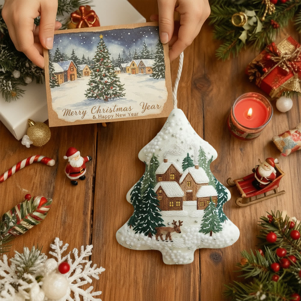 Rubbyoo Tree-shaped Embroidery Kit - Happy Town | Holiday Stitch Art |  Diy Christmas Gift - image 7