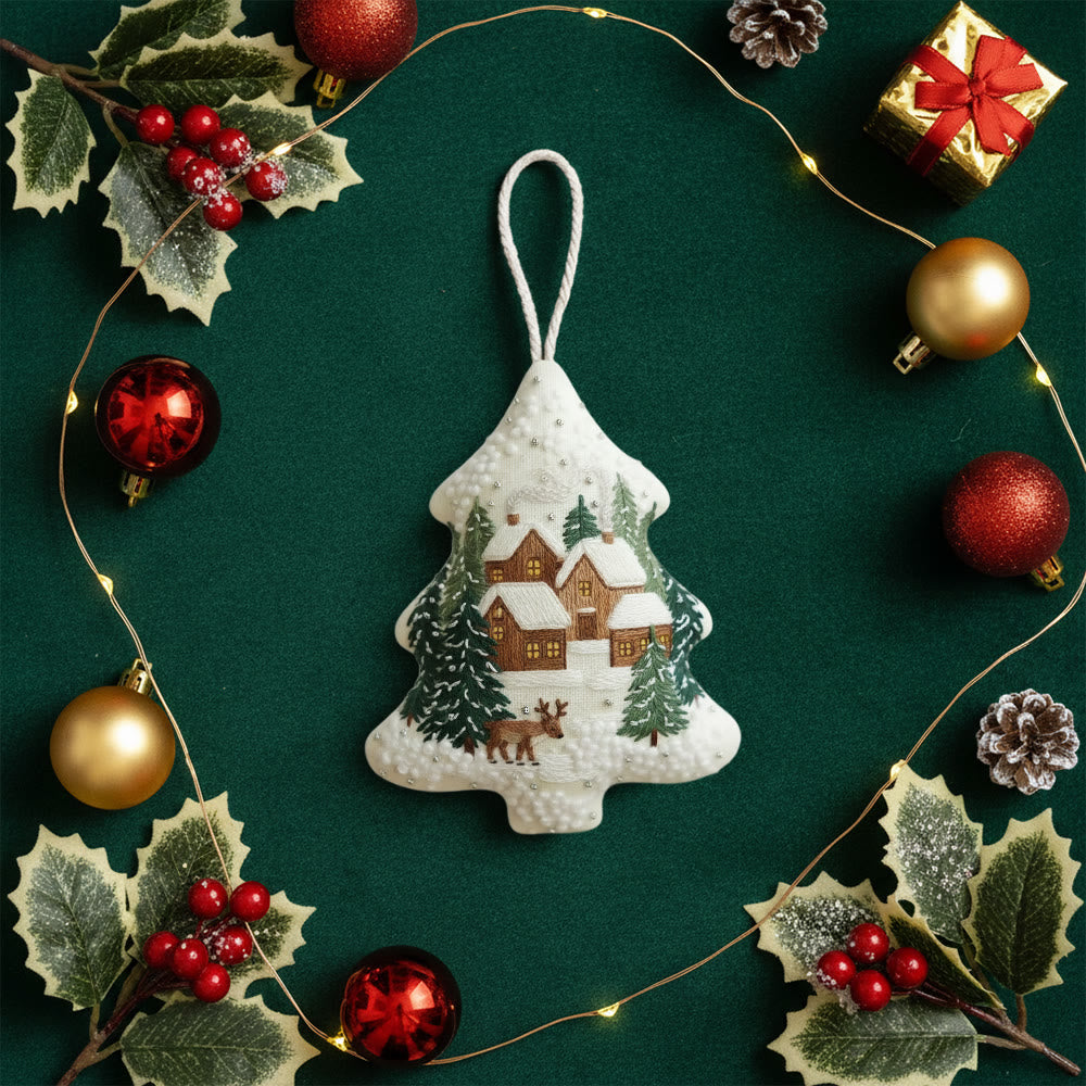 Rubbyoo Tree-shaped Embroidery Kit - Happy Town | Holiday Stitch Art |  Diy Christmas Gift - image 8