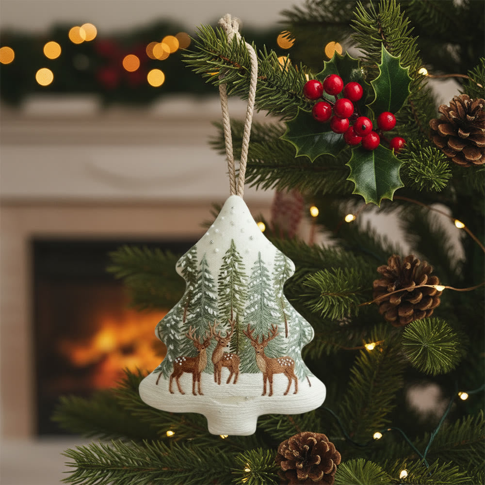 Rubbyoo Tree-shaped Embroidery Kit - Winter Forest | Winter Collection Craft | Unique Needle Art - 6 inches hoop kit - image 0