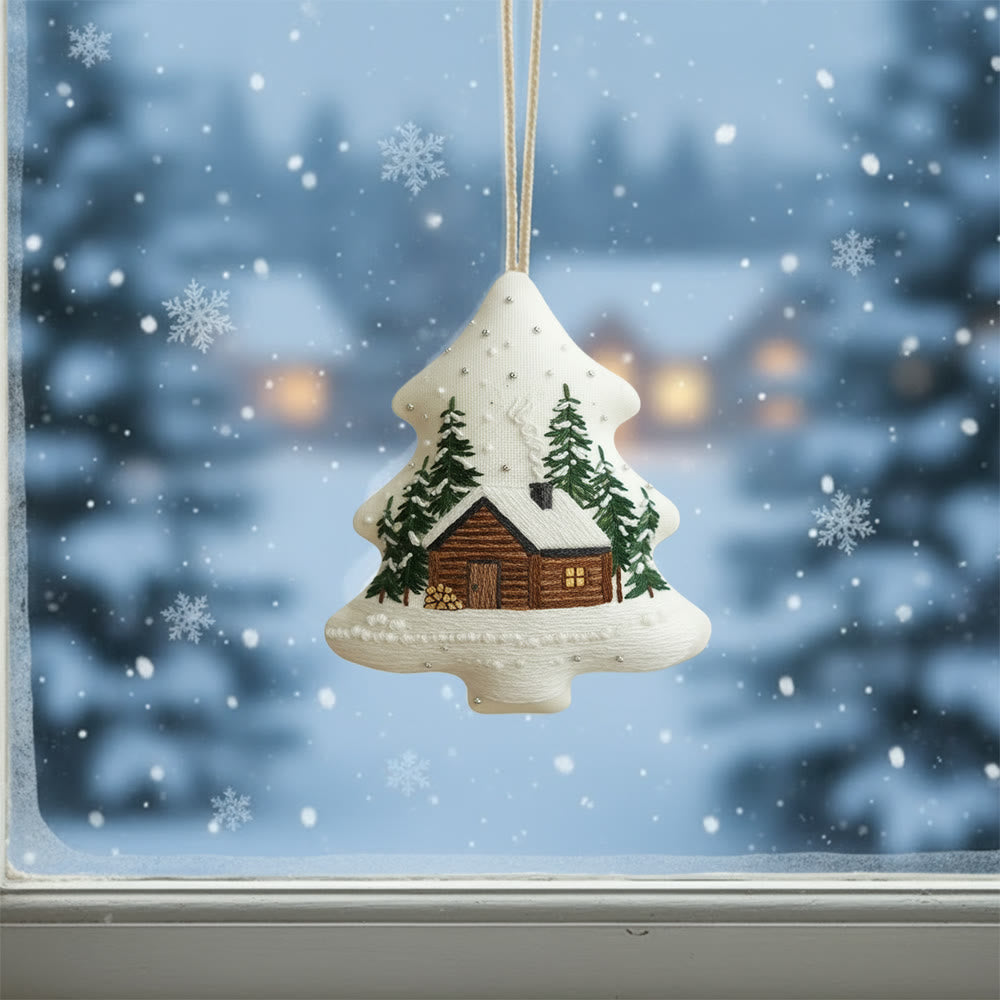 Rubbyoo Tree-shaped Embroidery Kit - Big House | Diy Christmas Decorations | Unique Landscape Pendant - image 2