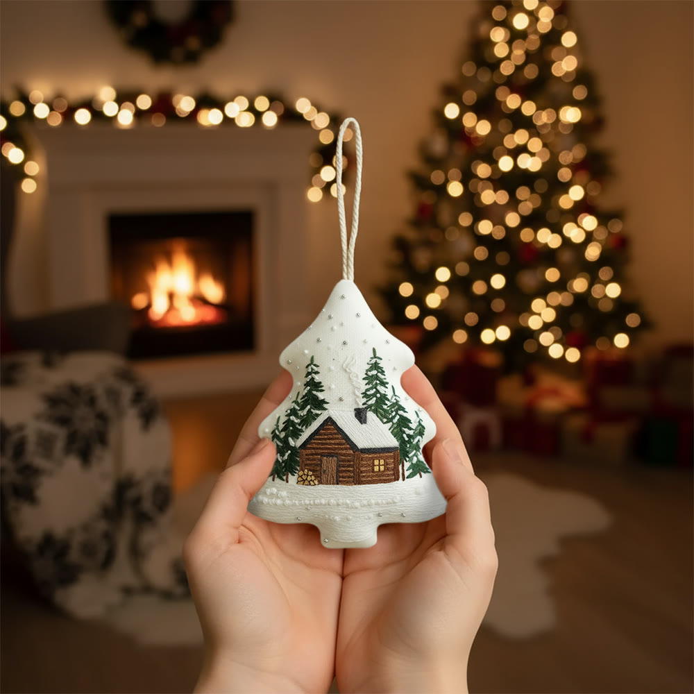 Rubbyoo Tree-shaped Embroidery Kit - Big House | Diy Christmas Decorations | Unique Landscape Pendant - image 1