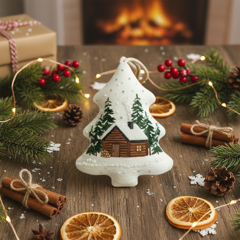 Rubbyoo Tree-shaped Embroidery Kit - Big House | Diy Christmas Decorations | Unique Landscape Pendant - image 8