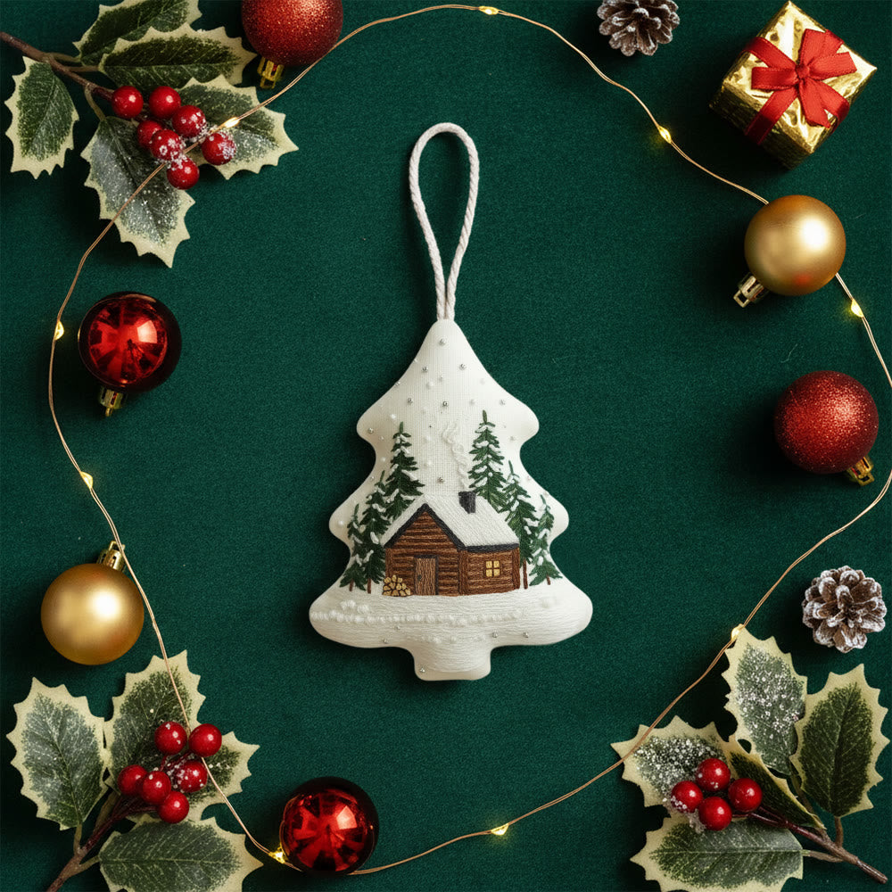Rubbyoo Tree-shaped Embroidery Kit - Big House | Diy Christmas Decorations | Unique Landscape Pendant - image 9