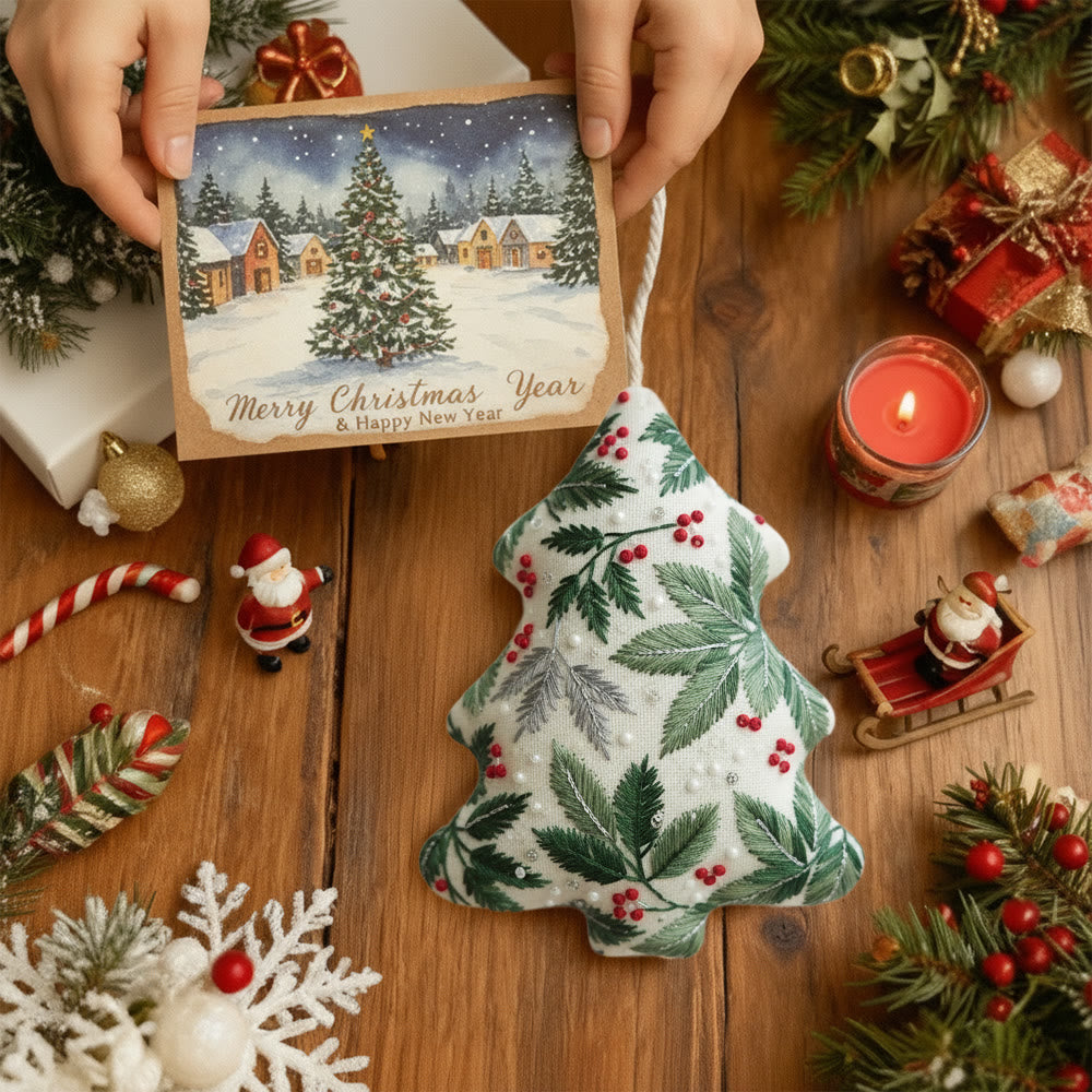 Rubbyoo Tree-shaped Embroidery Kit - Holly Leaves | Christmas Tree Ornaments | Holiday Party Gift - image 7