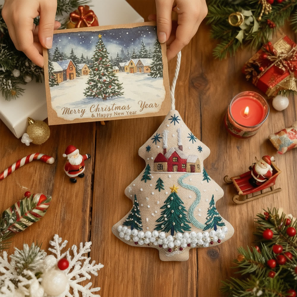 Rubbyoo Tree-shaped Embroidery Kit - Christmas Tree | Diy Christmas Pendant | Unique Gift Idea - image 7