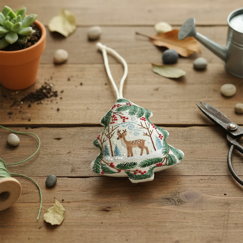 Rubbyoo Tree-shaped Embroidery Kit - Christmas Deer | Winter Animal Craft | Diy Holiday Craft - image 5