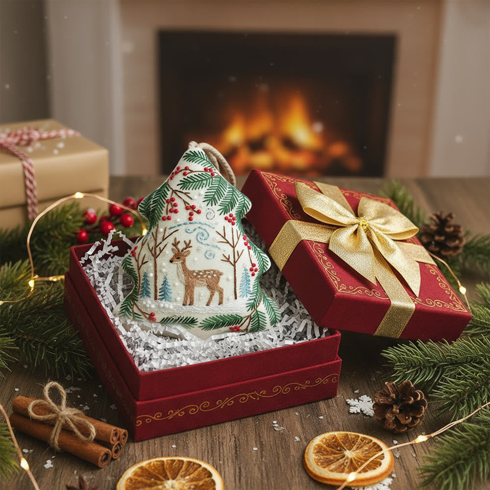 Rubbyoo Tree-shaped Embroidery Kit - Christmas Deer | Winter Animal Craft | Diy Holiday Craft - image 6