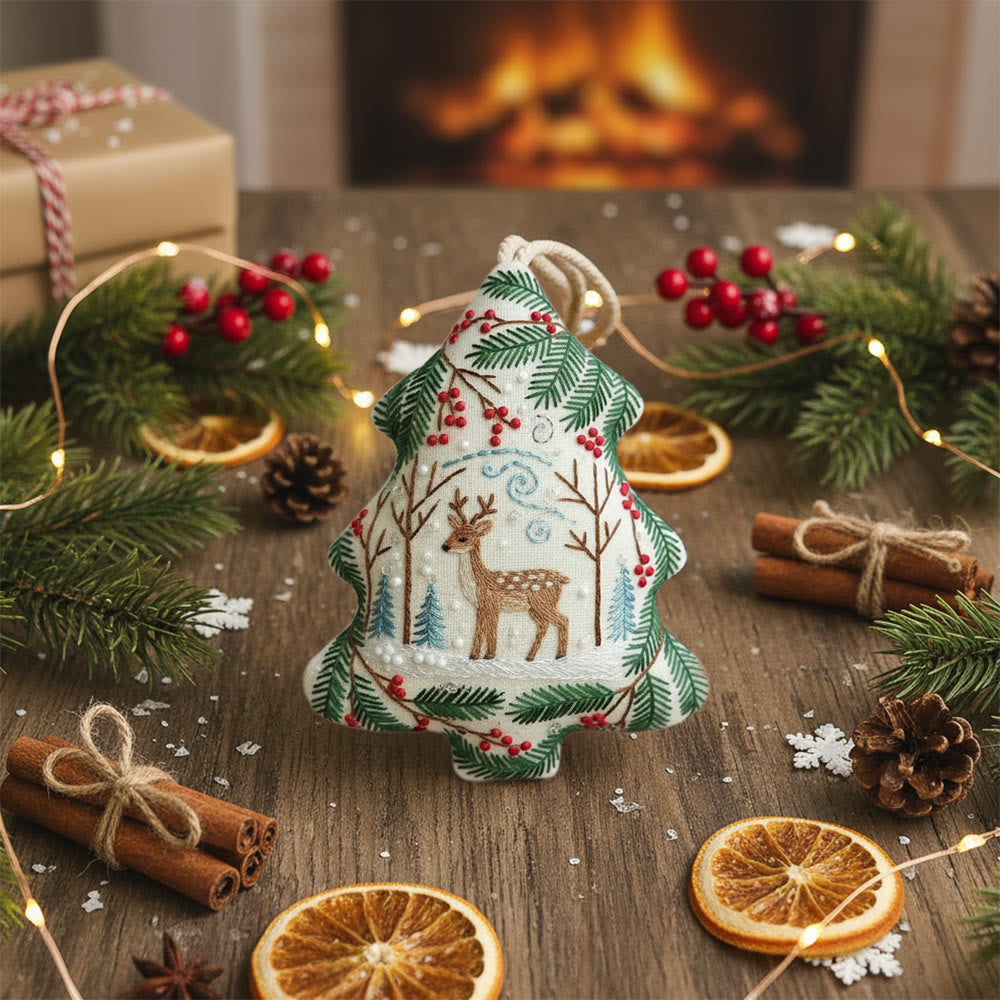 Rubbyoo Tree-shaped Embroidery Kit - Christmas Deer | Winter Animal Craft | Diy Holiday Craft - image 7