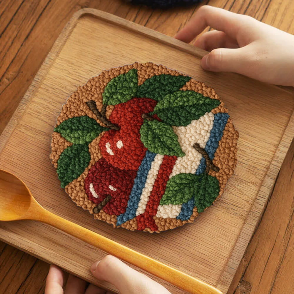 Apple Harvest Punch Needle Kit – Beginner Project | Thoughtful Handmade Gift Idea - 5 inch Coaster Kit - image 3