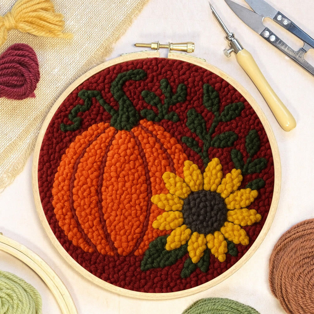 Harvest Pumpkin Punch Needle Kit – Easy Diy Project | Vibrant Fall Handmade Decoration - image 2