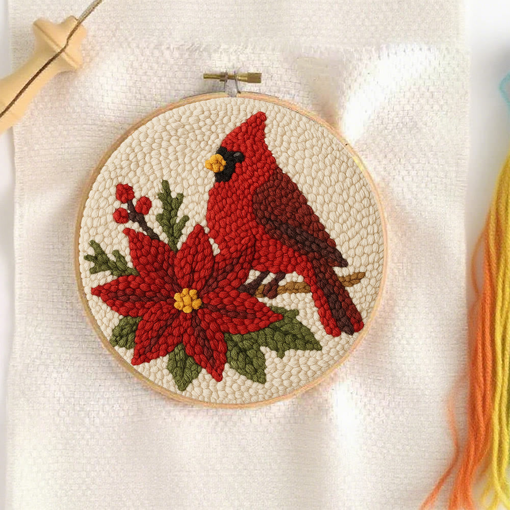 Cardinal Punch Needle Kit – Beginner-Friendly Project | Festive Winter Home Piece - image 1
