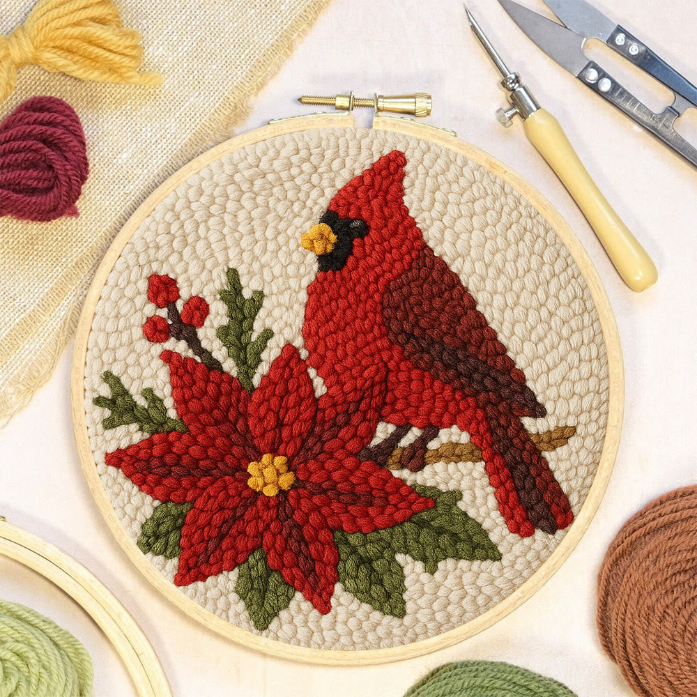 Cardinal Punch Needle Kit – Beginner-Friendly Project | Festive Winter Home Piece - image 8