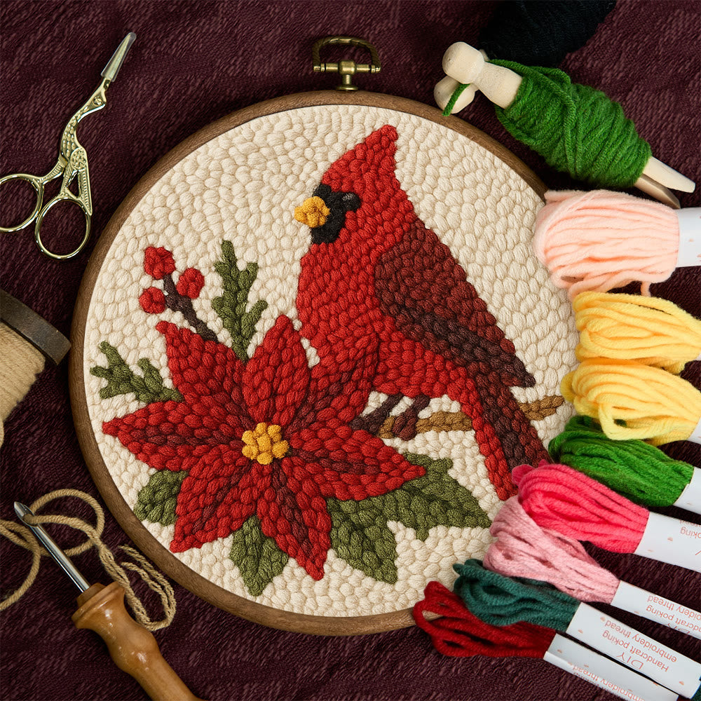 Cardinal Punch Needle Kit – Beginner-Friendly Project | Festive Winter Home Piece - image 10